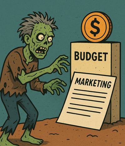 image of a zombie staring at a marketing budget
