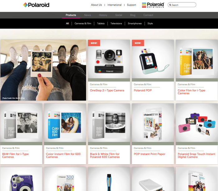 Example of Card Design on Polaroid.com